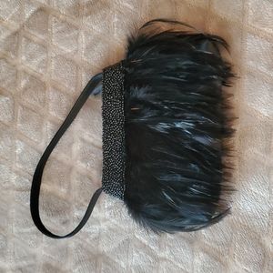 Vintage La Regale beaded and feather purse